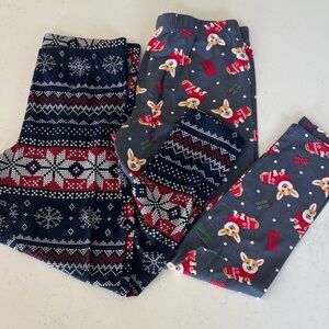 Festive Corgi Dog and Snowflake Leggings